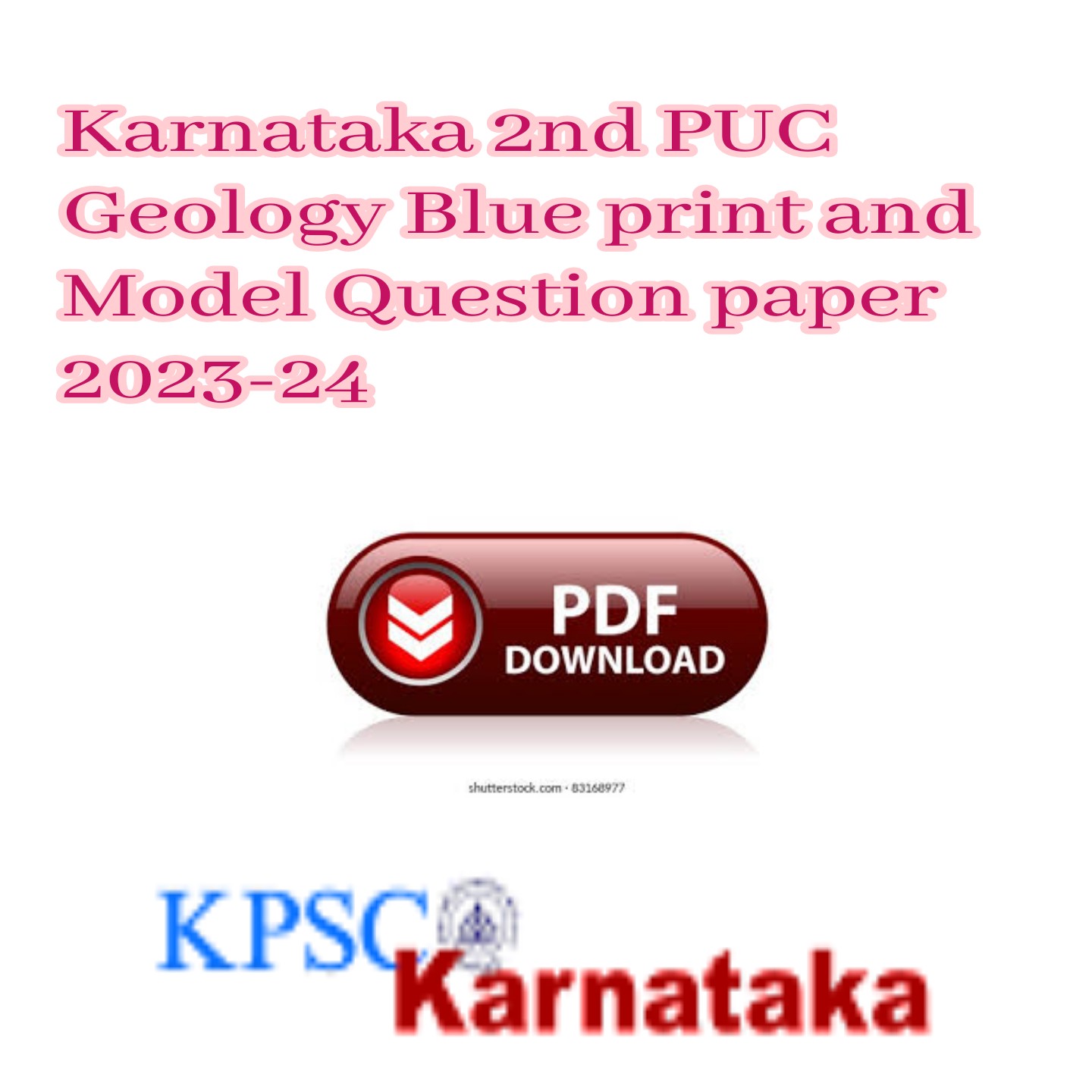 Karnataka 2nd PUC Geology Blue print and Model Question paper 2023-24